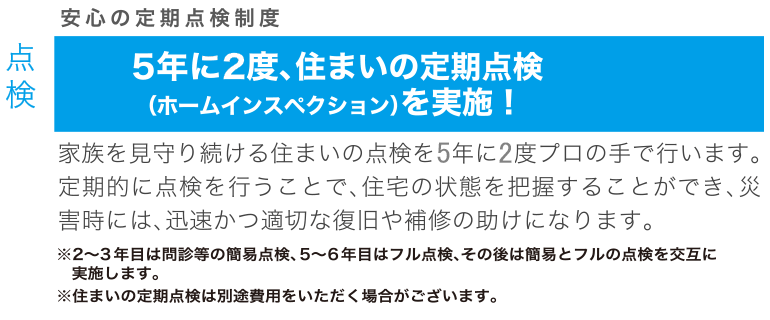 ５年に２回の住まいの定期点検